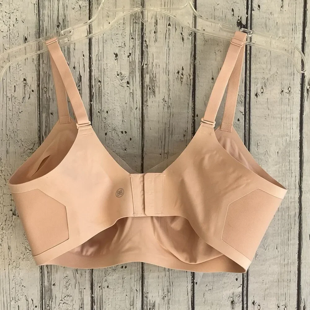 HoneyLove Womens Crossover Bra Size L 38 B/C Wireless Comfort Beige Seamless